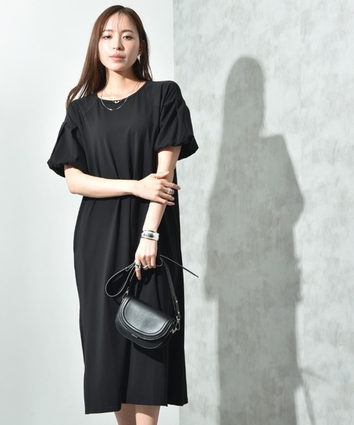 INTERPLANET（インタープラネット）の「【接触冷感】バルーンスリーブカットワンピース（ワンピース・レディース・オレンジ/グレー/ブラック・FREE）」の4枚目の写真