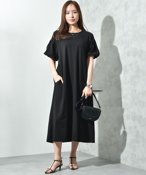 INTERPLANET（インタープラネット）の「【接触冷感】バルーンスリーブカットワンピース（ワンピース・レディース・オレンジ/グレー/ブラック・FREE）」の8枚目の写真