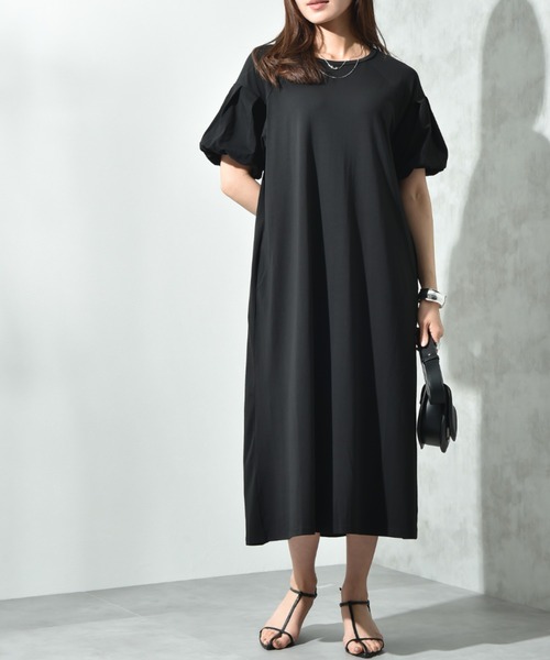 INTERPLANET（インタープラネット）の「【接触冷感】バルーンスリーブカットワンピース（ワンピース・レディース・オレンジ/グレー/ブラック・FREE）」の7枚目の写真