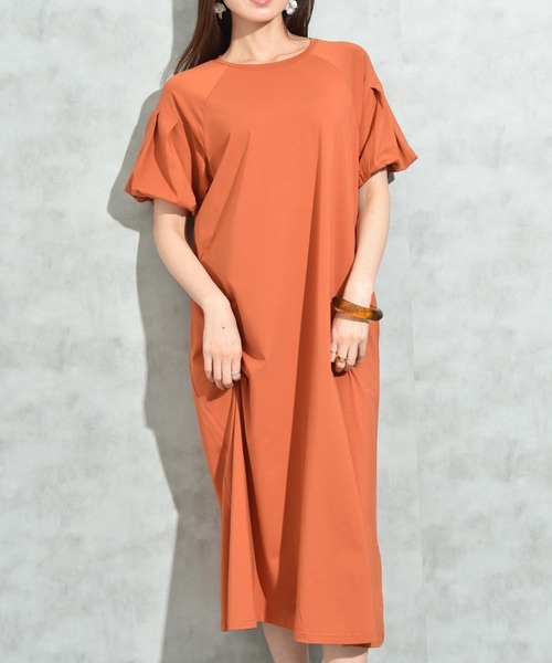 INTERPLANET（インタープラネット）の「【接触冷感】バルーンスリーブカットワンピース（ワンピース・レディース・オレンジ/グレー/ブラック・FREE）」の19枚目の写真