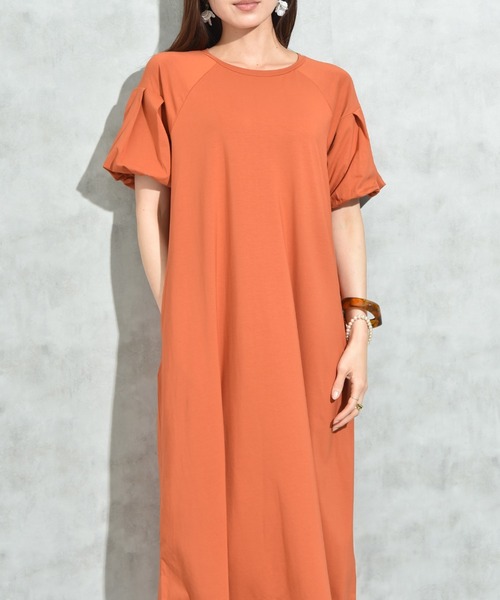 INTERPLANET（インタープラネット）の「【接触冷感】バルーンスリーブカットワンピース（ワンピース・レディース・オレンジ/グレー/ブラック・FREE）」の20枚目の写真