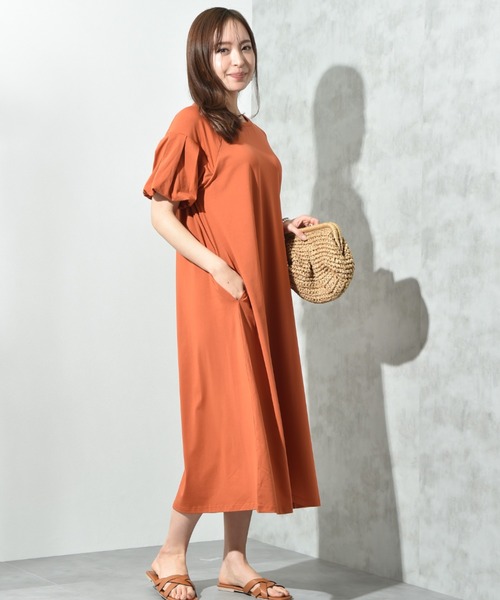 INTERPLANET（インタープラネット）の「【接触冷感】バルーンスリーブカットワンピース（ワンピース・レディース・オレンジ/グレー/ブラック・FREE）」の16枚目の写真