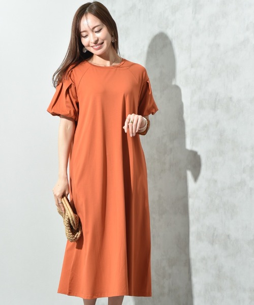 INTERPLANET（インタープラネット）の「【接触冷感】バルーンスリーブカットワンピース（ワンピース・レディース・オレンジ/グレー/ブラック・FREE）」の18枚目の写真