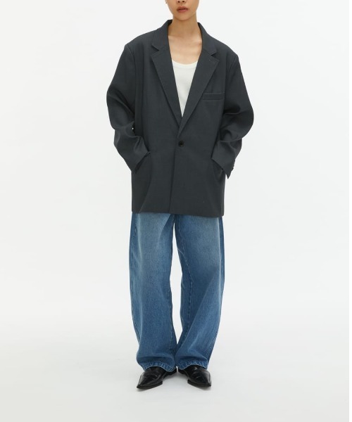 Studio Doe（スタジオドー）の「Studio Doe Single-Breasted Wide Blazer（テーラードジャケット・レディース・ダークグレー・X-SMALL/SMALL）」の5枚目の写真
