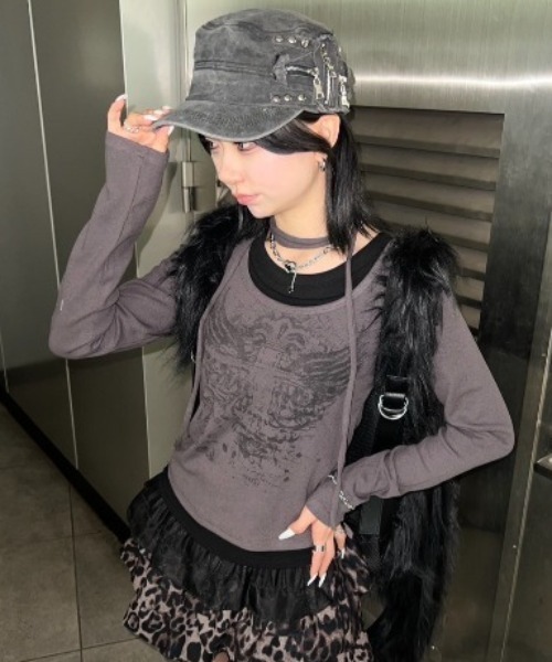 tシャツ 「XU」tie set cross wing long sleeve tee レディース XU（エックスユー）の「【XU】tie set cross wing long sleeve