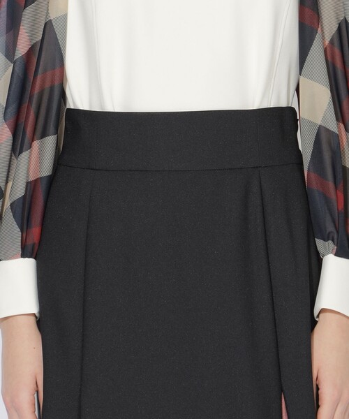 CB CRESTBRIDGE（シービークレストブリッジ）の「ボックスタックチェック切替ミモレスカート（スカート・レディース・ブラック/ホワイト系その他/ネイビー・M/S）」の12枚目の写真