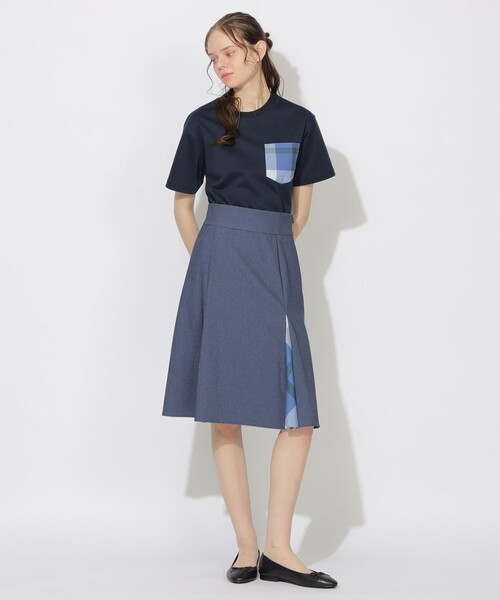 CB CRESTBRIDGE（シービークレストブリッジ）の「ボックスタックチェック切替ミモレスカート（スカート・レディース・ブラック/ホワイト系その他/ネイビー・M/S）」の17枚目の写真