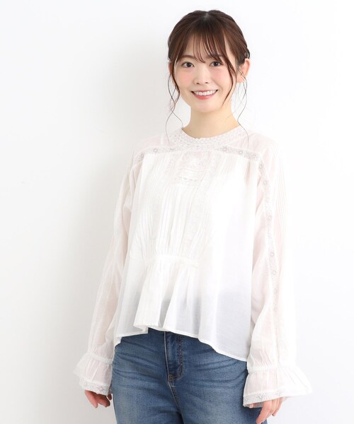 LAURA ASHLEY(ローラアシュレイ)の「【前後2WAY/羽織に使える】 リバーレースブラウス(シャツ/ブラウス・レディース・ブラック/オフホワイト・38)」の1枚目の写真