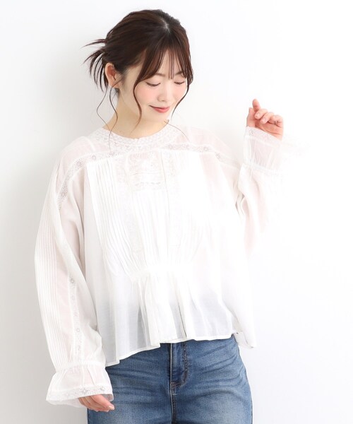 LAURA ASHLEY(ローラアシュレイ)の「【前後2WAY/羽織に使える】 リバーレースブラウス(シャツ/ブラウス・レディース・ブラック/オフホワイト・38)」の3枚目の写真