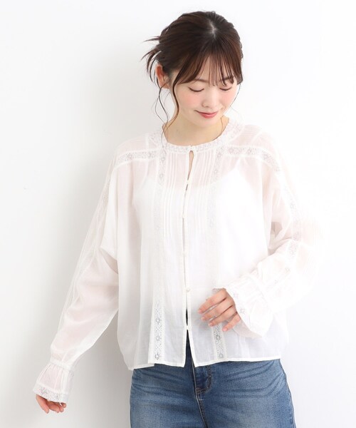 LAURA ASHLEY(ローラアシュレイ)の「【前後2WAY/羽織に使える】 リバーレースブラウス(シャツ/ブラウス・レディース・ブラック/オフホワイト・38)」の6枚目の写真