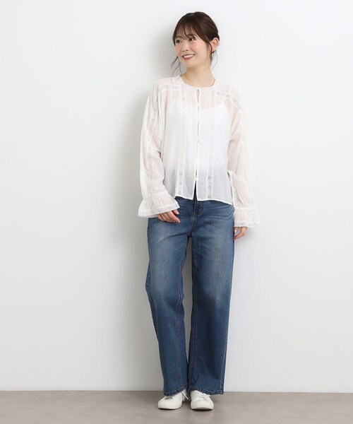 LAURA ASHLEY(ローラアシュレイ)の「【前後2WAY/羽織に使える】 リバーレースブラウス(シャツ/ブラウス・レディース・ブラック/オフホワイト・38)」の8枚目の写真