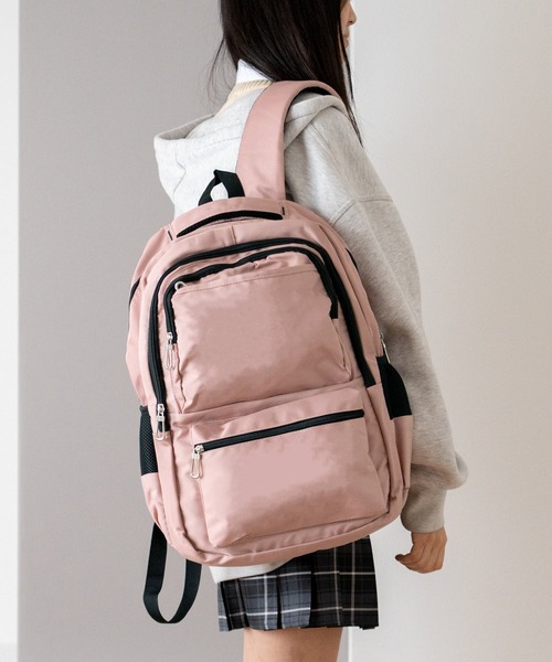 VitaFelice（ヴィータフェリーチェ）の「スクールナイロンバックパック 通学リュック 大容量 メンズライク リュック 学生バッグ 軽い スクバ（バックパック/リュック・レディース・ピンク/ミント/ブラック・FREE）」の3枚目の写真