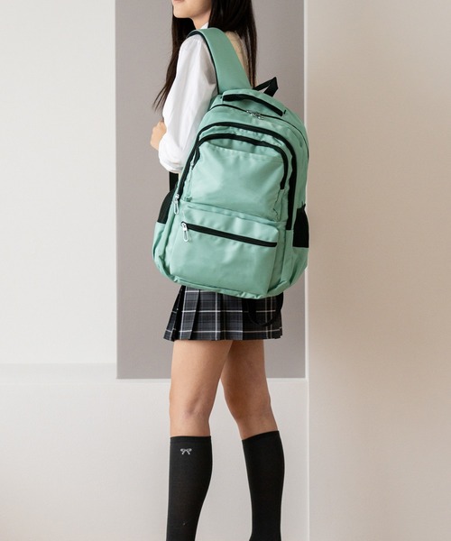 VitaFelice（ヴィータフェリーチェ）の「スクールナイロンバックパック 通学リュック 大容量 メンズライク リュック 学生バッグ 軽い スクバ（バックパック/リュック・レディース・ピンク/ミント/ブラック・FREE）」の20枚目の写真
