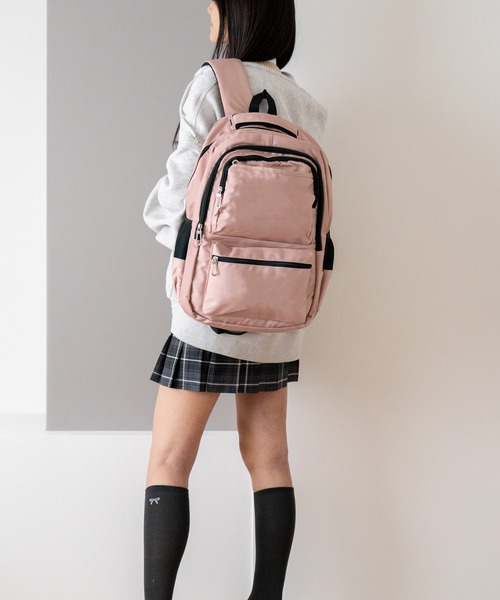VitaFelice（ヴィータフェリーチェ）の「スクールナイロンバックパック 通学リュック 大容量 メンズライク リュック 学生バッグ 軽い スクバ（バックパック/リュック・レディース・ピンク/ミント/ブラック・FREE）」の17枚目の写真