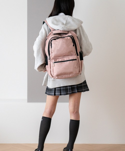 VitaFelice（ヴィータフェリーチェ）の「スクールナイロンバックパック 通学リュック 大容量 メンズライク リュック 学生バッグ 軽い スクバ（バックパック/リュック・レディース・ピンク/ミント/ブラック・FREE）」の15枚目の写真