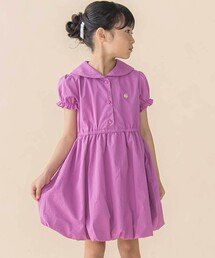 BeBe Petits Pois Vert（ベベプチポワヴェール）の「丸襟パフスリーブバルーンワンピース(95~150cm)（ワンピース・キッズ）」