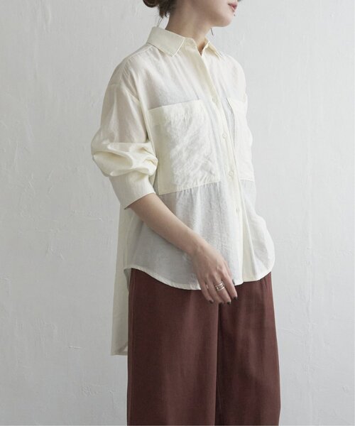 notch.(ノッチ)の「ワイドビッグシャツ(シャツ/ブラウス・レディース・オフホワイト/ブラウン/ベージュ・M)」の1枚目の写真