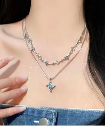 MASHIRO（マシロ）の「【MASHIRO】変形スターダストモチーフスネークチェーンネックレス2点セット/Y2K（MA/EK272）（ネックレス）」
