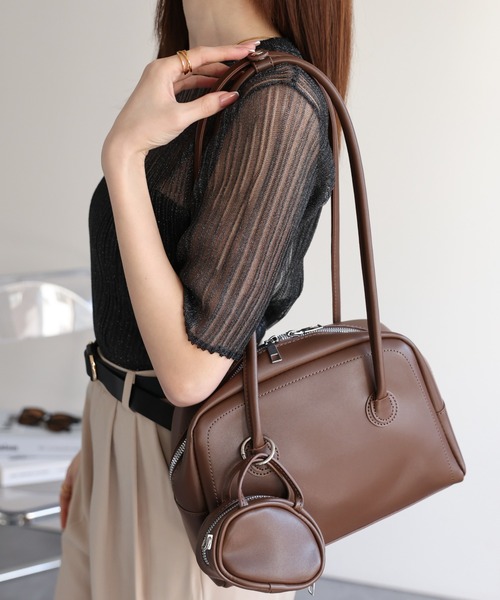 sakishimatokyo（サキシマトーキョー）の「ミニバッグ付きスクエアショルダーバッグ（ショルダーバッグ・レディース・オフホワイト/ブラック/ブラウン/キャメル・FREE）」の3枚目の写真