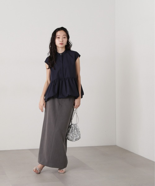 N.（N. Natural Beauty Basic）（エヌエヌナチュラルビューティーベーシック）の「バルーンペプラムブラウス（シャツ/ブラウス・レディース・ネイビー/オフホワイト/ブルー・MEDIUM）」の22枚目の写真