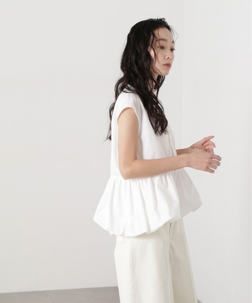 N.（N. Natural Beauty Basic）（エヌエヌナチュラルビューティーベーシック）の「バルーンペプラムブラウス（シャツ/ブラウス・レディース・ネイビー/オフホワイト/ブルー・MEDIUM）」の7枚目の写真