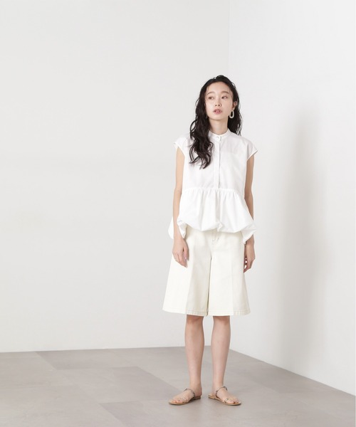 N.（N. Natural Beauty Basic）（エヌエヌナチュラルビューティーベーシック）の「バルーンペプラムブラウス（シャツ/ブラウス・レディース・ネイビー/オフホワイト/ブルー・MEDIUM）」の8枚目の写真