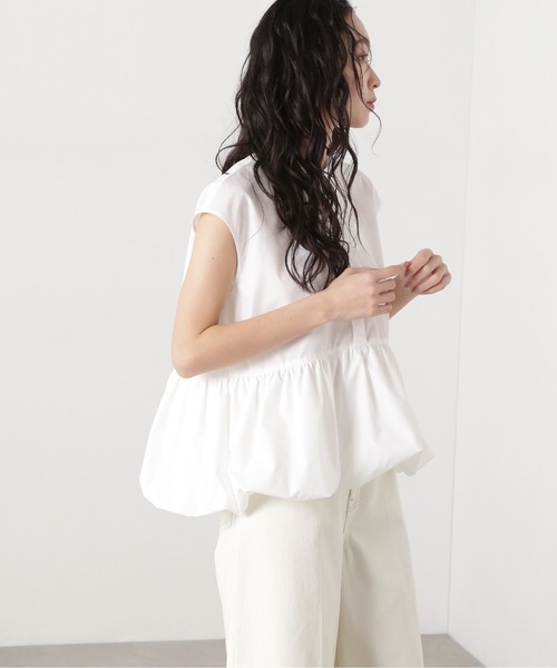 N.（N. Natural Beauty Basic）（エヌエヌナチュラルビューティーベーシック）の「バルーンペプラムブラウス（シャツ/ブラウス・レディース・ネイビー/オフホワイト/ブルー・MEDIUM）」の10枚目の写真