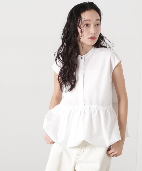 N.（N. Natural Beauty Basic）（エヌエヌナチュラルビューティーベーシック）の「バルーンペプラムブラウス（シャツ/ブラウス・レディース・ネイビー/オフホワイト/ブルー・MEDIUM）」の5枚目の写真