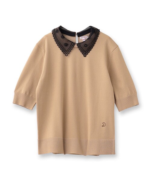 DRESSTERIOR（ドレステリア）の「【洗える／2WAY】エンブロイダリーカラーニット（ニット/セーター・レディース・サックスブルー/ホワイト/ベージュ/ネイビー・38/36/34）」の5枚目の写真