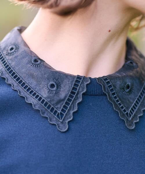 DRESSTERIOR（ドレステリア）の「【洗える／2WAY】エンブロイダリーカラーニット（ニット/セーター・レディース・サックスブルー/ホワイト/ベージュ/ネイビー・38/36/34）」の15枚目の写真