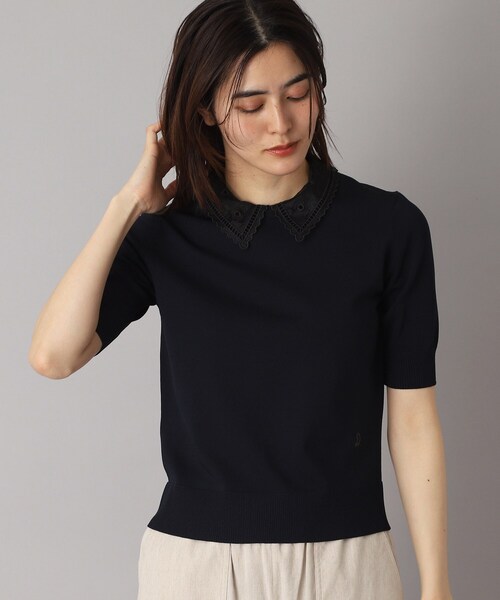 DRESSTERIOR（ドレステリア）の「【洗える／2WAY】エンブロイダリーカラーニット（ニット/セーター・レディース・サックスブルー/ホワイト/ベージュ/ネイビー・38/36/34）」の17枚目の写真