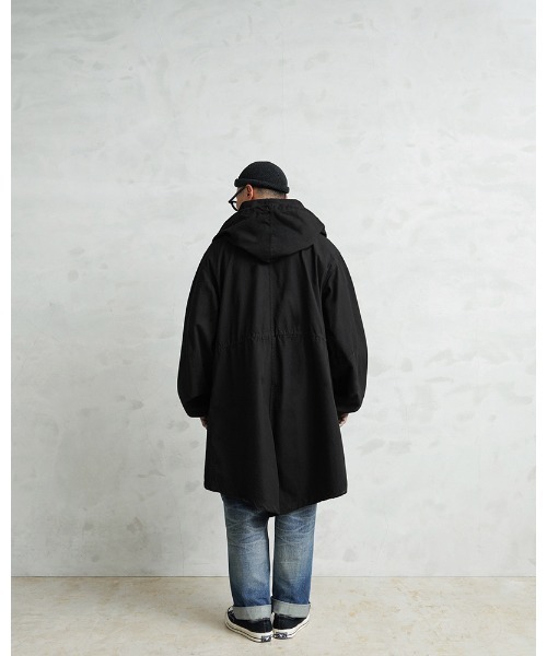 MILITARY（ミリタリー）の「実物 新品 デッドストック 米軍 リメイク スノーカモ モッズコート コットン100% ポケット付き BLACK DYED（モッズコート・メンズ・ブラック・MEDIUM）」の7枚目の写真