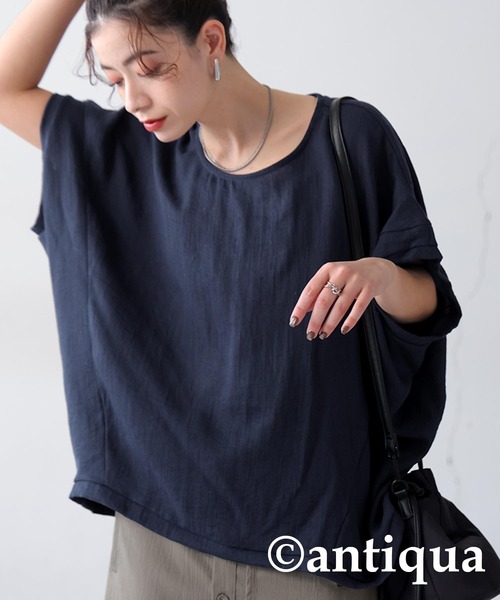 antiqua(アンティカ)の「レーヨンドレープカットソー(Tシャツ/カットソー・レディース・ブラック/ホワイト/ネイビー/グリーン/アッシュグレー・ONESIZE)」の12枚目の写真