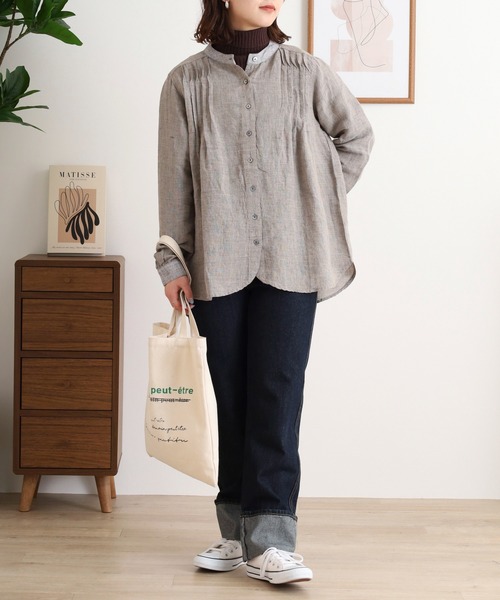 ブラウス シャツ 逆ピンタックバンドカラーブラウス レディース セール】逆ﾋﾟﾝﾀｯｸﾊﾞﾝﾄﾞｶﾗｰﾌﾞﾗｳｽ（シャツ/ブラウス）｜ubasoku