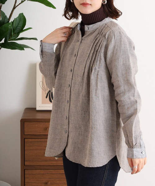 ubasoku(ウバソク)の「逆ピンタックバンドカラーブラウス(シャツ/ブラウス・レディース・ブラック系その他2/ブラック系その他/ネイビー・FREE)」の10枚目の写真