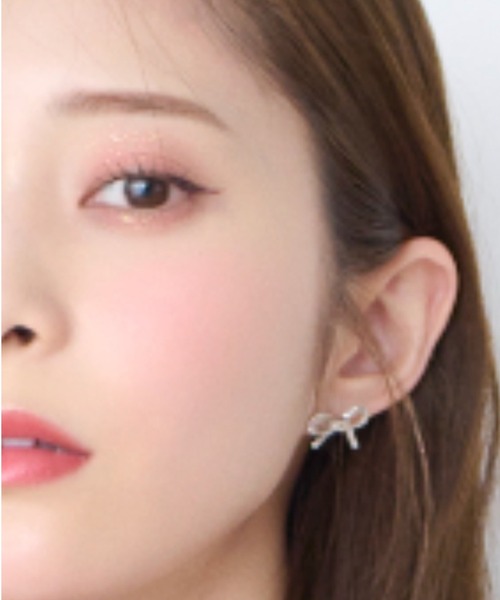 リボンビジューイヤリング(ピアス・イヤリング)｜ACCESSORIES