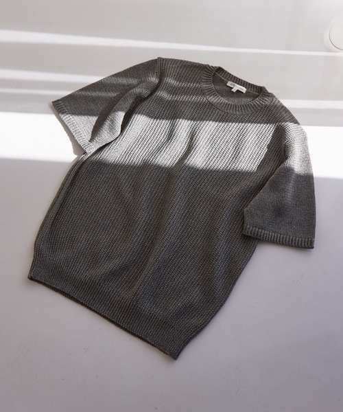 DESIGNWORKS（デザインワークス）の「和紙ニットTシャツ（Tシャツ/カットソー・メンズ・オレンジ/モカ/ライトベージュ/ブラック/カーキ/ブルー/レモンイエロー・46/48/50）」の4枚目の写真