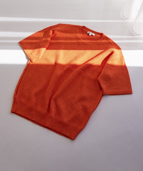 DESIGNWORKS（デザインワークス）の「和紙ニットTシャツ（Tシャツ/カットソー・メンズ・オレンジ/モカ/ライトベージュ/ブラック/カーキ/ブルー/レモンイエロー・46/48/50）」の7枚目の写真