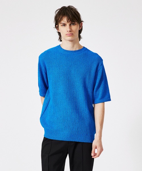 DESIGNWORKS（デザインワークス）の「和紙ニットTシャツ（Tシャツ/カットソー・メンズ・オレンジ/モカ/ライトベージュ/ブラック/カーキ/ブルー/レモンイエロー・46/48/50）」の5枚目の写真