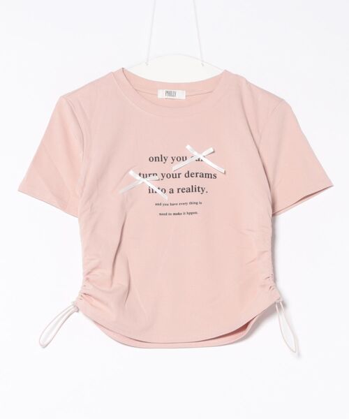 PHILLY（フィリー）の「ｻｲﾄﾞﾄﾞﾛｽﾄﾘﾎﾞﾝT（Tシャツ/カットソー・レディース・グレー/ピンク/チャコールグレー・FREE）」の3枚目の写真