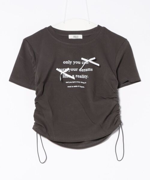 PHILLY（フィリー）の「ｻｲﾄﾞﾄﾞﾛｽﾄﾘﾎﾞﾝT（Tシャツ/カットソー・レディース・グレー/ピンク/チャコールグレー・FREE）」の2枚目の写真