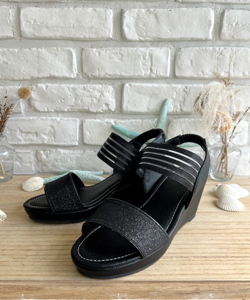 LUGG NAGG（ラグナグ）の「【軽量】伸縮ゴム仕様ラメベルトシアーサンダル（サンダル・レディース・ブラック/ネイビー/ゴールド/アンティークシルバー・LL/L/M/S）」の9枚目の写真