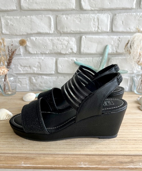 LUGG NAGG（ラグナグ）の「【軽量】伸縮ゴム仕様ラメベルトシアーサンダル（サンダル・レディース・ブラック/ネイビー/ゴールド/アンティークシルバー・LL/L/M/S）」の15枚目の写真