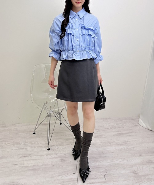 INGNI(イング)の「フリルリボンショート5分袖シャツ(シャツ/ブラウス・レディース・サックスブルー/ブルー系1/ホワイト系その他3/サックスブルー系1/イエロー系その他5/オフホワイト・M)」の21枚目の写真