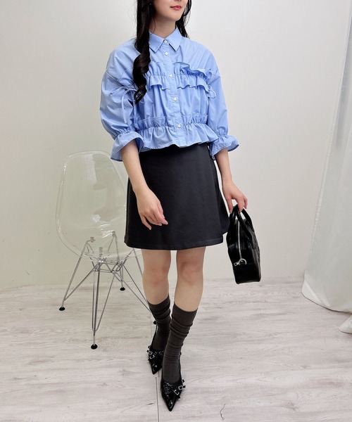 INGNI(イング)の「フリルリボンショート5分袖シャツ(シャツ/ブラウス・レディース・サックスブルー/ブルー系1/ホワイト系その他3/サックスブルー系1/イエロー系その他5/オフホワイト・M)」の22枚目の写真