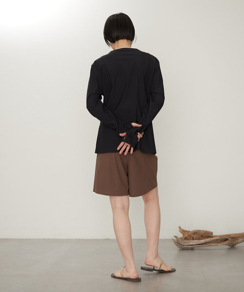 リラックス ドロスト ハーフパンツ 五分丈 ブラウン 韓国 cr9563 yjq955.jpg