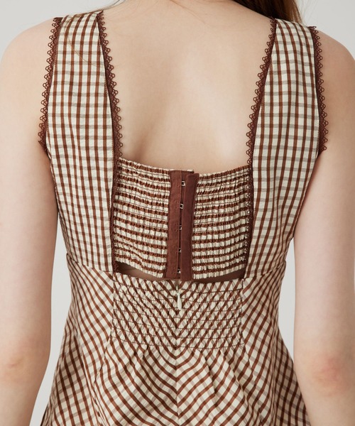 DEICY（デイシー）の「ギンガムチェックロングワンピース（ワンピース・レディース・ブラウン/ブラック/ピンク・0/1）」の18枚目の写真