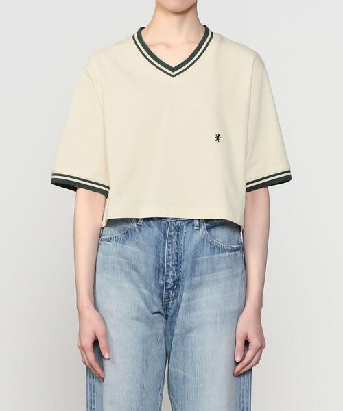 GYMPHLEX(ジムフレックス)の「Gymphlex | ラインリブ Vネック半袖プルオーバー WOMEN(Tシャツ/カットソー・レディース・ホワイト系その他5/ホワイト系その他6・14)」の6枚目の写真