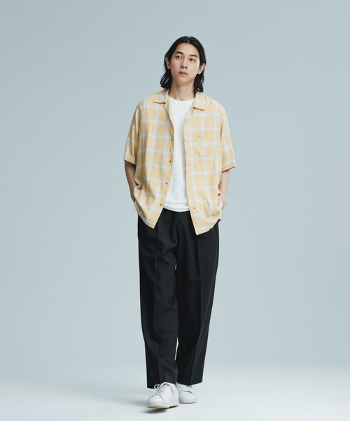 美品✨レミレリーフ 長袖 レーヨンシャツ オープンカラー オンブレチェック M 美品✨レミレリーフ 長袖 レーヨンシャツ オープンカラー