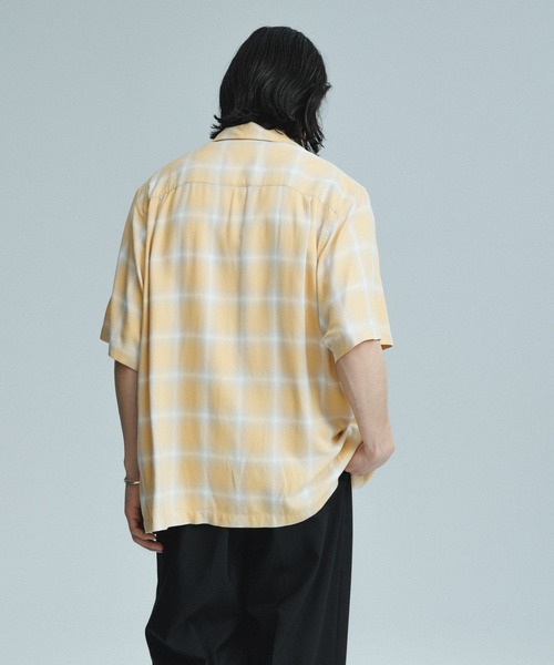 ADAM ET ROPE'（アダムエロペ）の「レーヨン オンブレチェック ハーフスリーブ オープンカラーシャツ（シャツ/ブラウス・メンズ・オフホワイト/ブラック系その他/イエロー系その他2・M/L）」の21枚目の写真